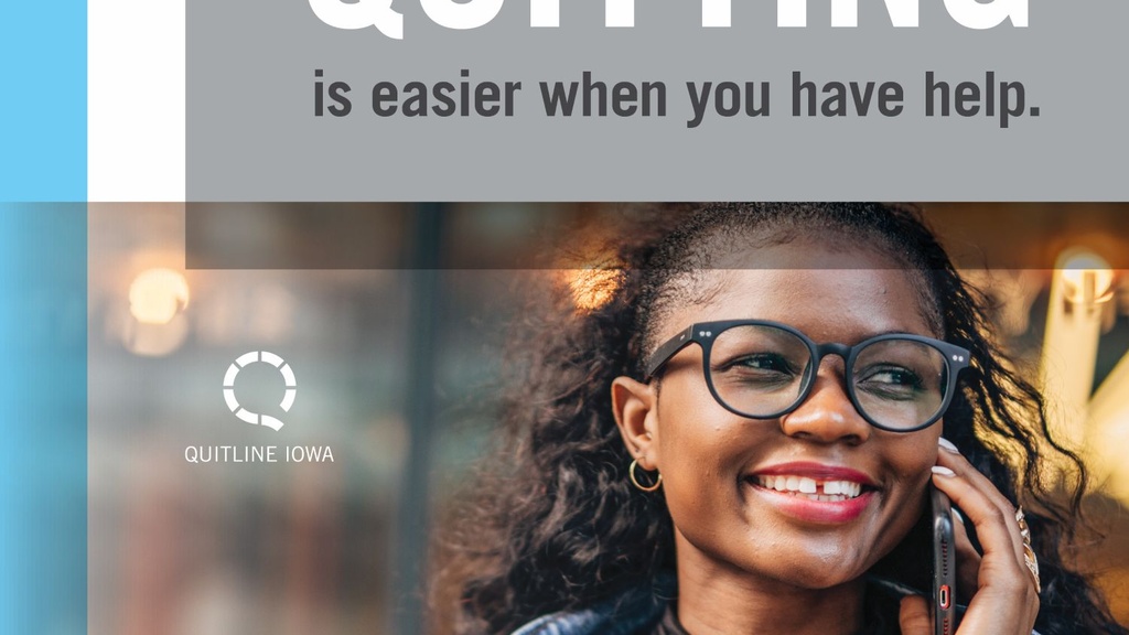 Photo of young adult female calling Quitline Iowa