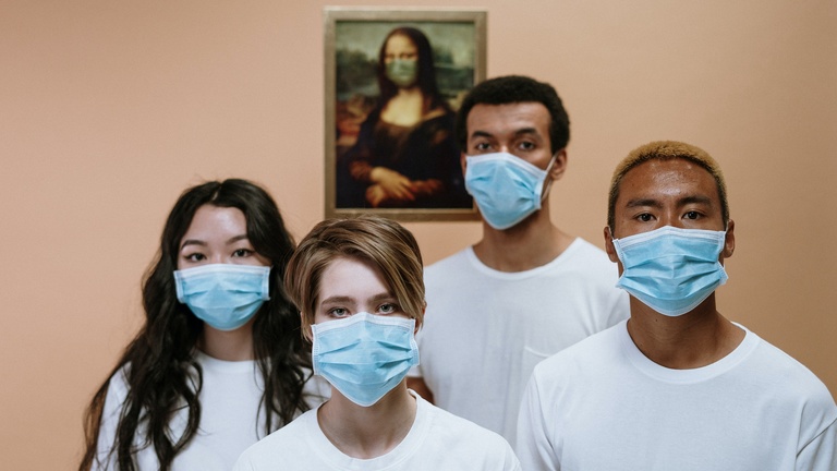 Group of people with masks